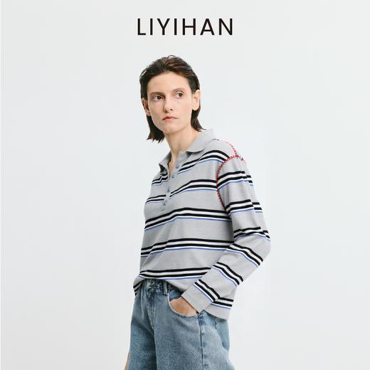 LIYIHAN序章 2026春季新款长款条纹T恤通勤宽松上衣防晒百搭舒适 商品图0
