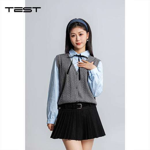 春上新高腰显瘦显腿长毛呢百褶短裙3261020 商品图2