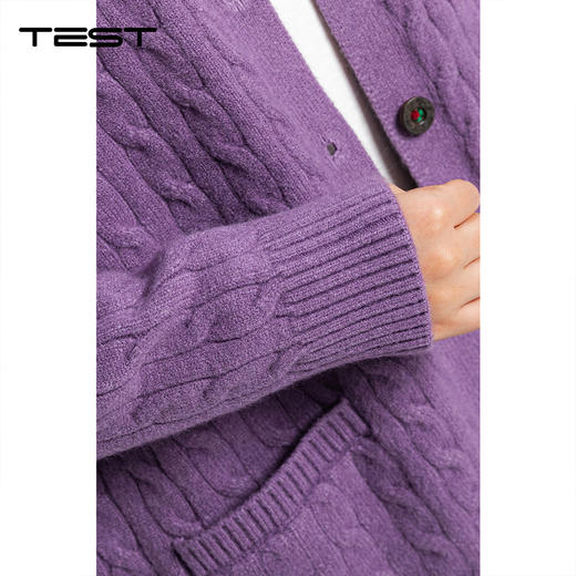 春上新软糯亲肤绞花宽松显瘦V领针织外套开衫2261006 商品图3