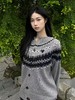 F020549复古氛围感浅灰色费尔岛提花针织开衫 商品缩略图2