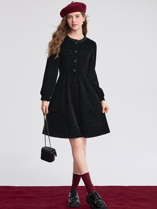 【百图lulu定制】【星光小黑裙】高级感 小香风  收腰  赫本连衣裙 商品图4