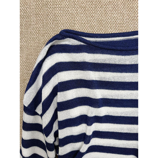 【贝拉推荐】奔赴向往 纸片人既视感针织T 三色条纹 法式海军魂 超好穿的针织T 商品图5