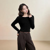 西遇修身长袖T恤女秋季新款辣妹风圆领露背镂空短款上衣Y0055206 商品缩略图2