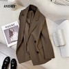 2026春装时尚翻领长袖双排扣西装外套 商品缩略图3