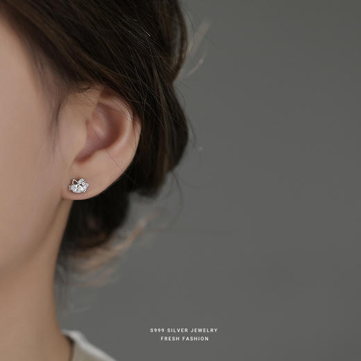 【冰雪小猫】S999纯银轻奢小猫耳钉【YXS-E5781】 商品图2