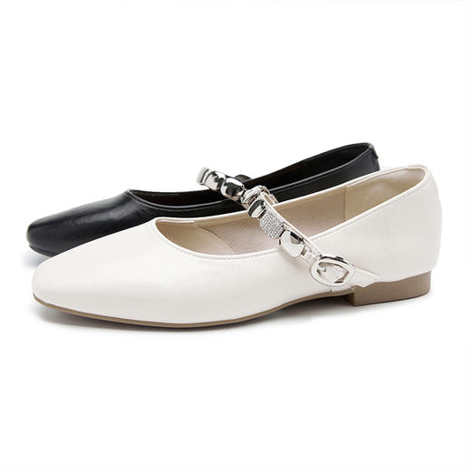 西遇浅口玛丽珍女鞋2026新款春季金属饰扣一字带软底舒适低跟鞋子V0166202 商品图4