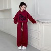 女童红色新年服秋冬新款中大童连帽卫衣阔腿裤冬季保暖加绒两件套 商品缩略图3