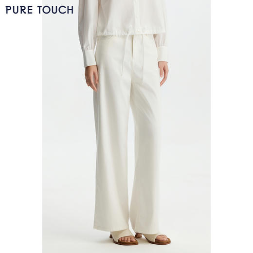 商场同款PURE TOUCH女装26春夏新款高腰牛仔裤白色复古直筒长裤 商品图4