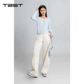 上新细腻亲肤小V领针织简约单排扣毛衣1261030