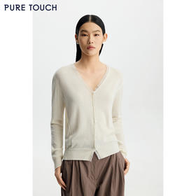 商场同款PURE TOUCH女装26春夏新款v领针织开衫对襟蕾丝宽松外搭
