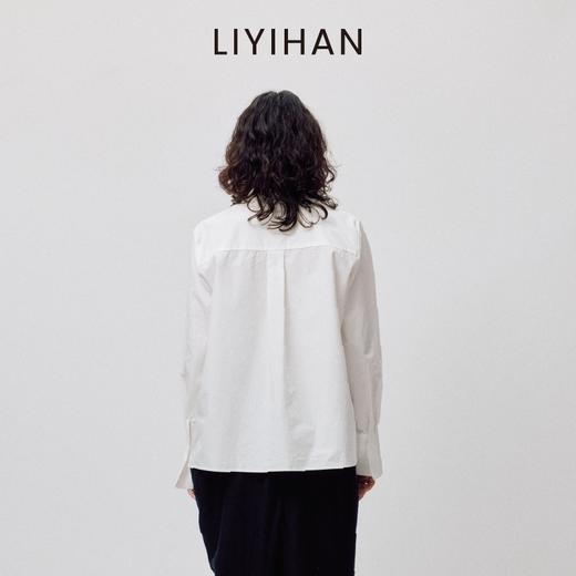 LIYIHAN清月鹊2026春季纯棉V领钉珠衬衫白色女长袖上衣设计感小众 商品图4