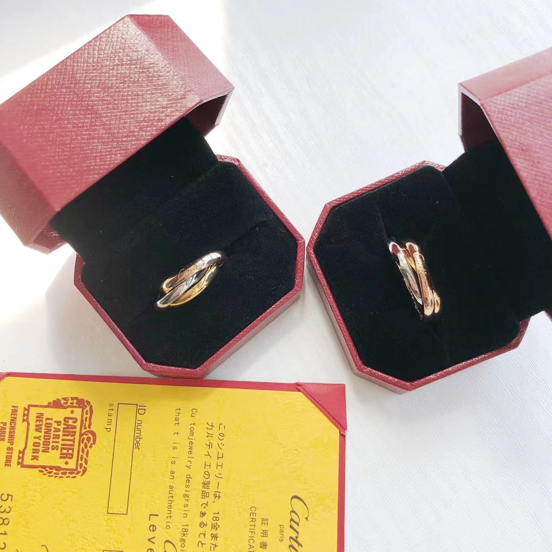 F020522三环三色戒指金色玫瑰金银色三色戒指