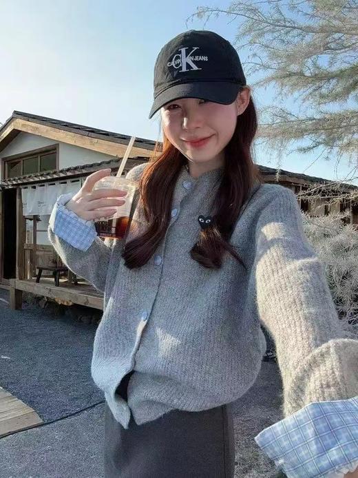 F020548自带温柔的肌理感灰色立领针织开衫 商品图5