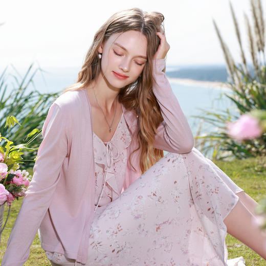 【100莱赛尔】三彩2026春季新款针织衫无门襟开衫长袖罩衫M 商品图2