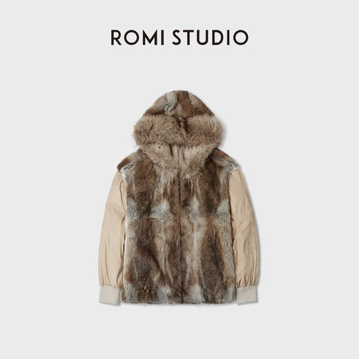 ROMI STUDIO“暖奢顶配”兔毛皮狼毛帽檐皮草白鹅绒外套RWCWWG6395 商品图3