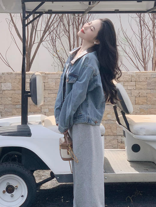 【百图lulu定制】【香港牛仔外套】皮质衣领  新疆长绒棉 复古磨白水洗牛仔外套 商品图4