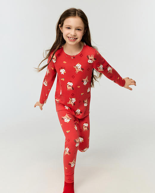 【5F】爱慕儿童奶皮鸿运阿慕暖衣套装 AK374J781 商品图3