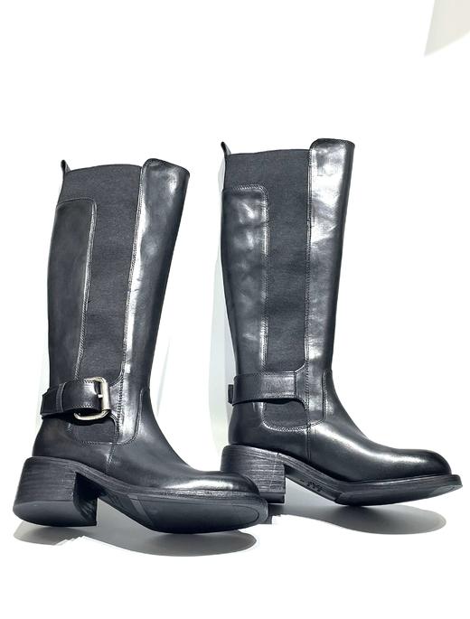 芮凯诗【进口水洗马皮】9556-1高弹力松紧长筒靴 商品图3