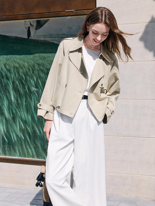 【百图lulu定制】【军工风衣】 百图时尚  百搭短款   风衣外套  休闲夹克 商品图6