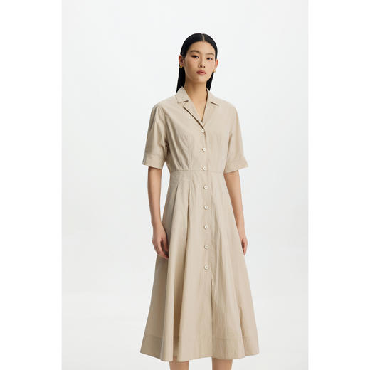 商场同款PURE TOUCH女装26春夏新款连衣裙v领收腰棉混纺过膝长裙 商品图2