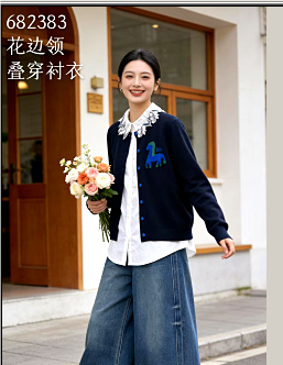 682383春款上新 花边领叠穿衬衣