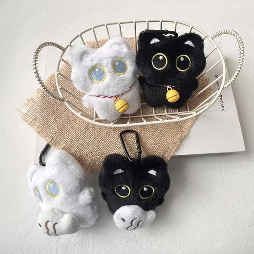 黑白猫咪对装挂件毛绒匙扣-纪念日百货门店同款169694765 商品图0