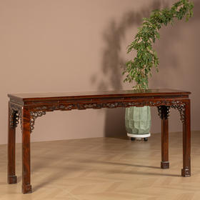 红木束腰马蹄腿灵芝回纹条桌