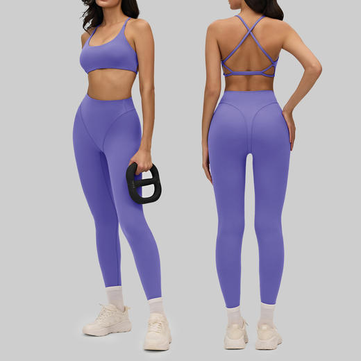 YOGACODE【火树银花系列】裸感瑜伽文胸女可拆卸胸垫交叉美背运动内衣DWC516186 商品图2