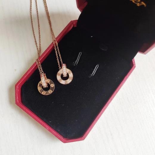 F020518满满的锆钻闪闪发光满钻双环圆饼项链 商品图2