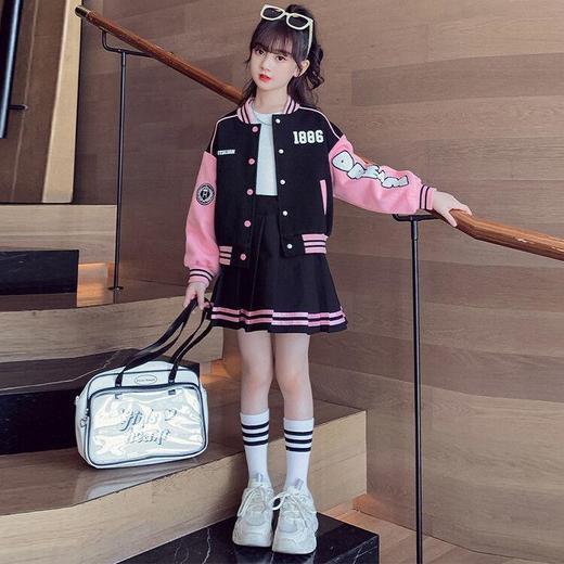 女童两件套春秋季新款中大童女孩棒球服套装洋气时尚学院风套装裙 商品图1