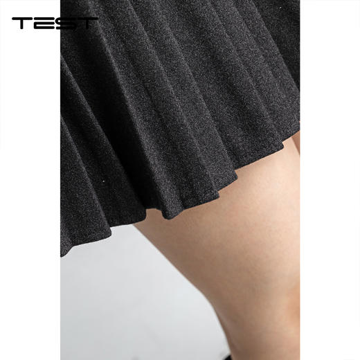 春上新高腰显瘦显腿长毛呢百褶短裙3261020 商品图6