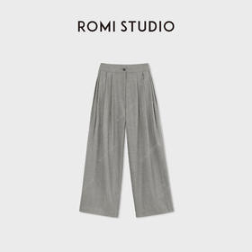 ROMI STUDIO“松弛自在”可机洗棉羊毛时尚褶间阔腿裤 RWBWXM1473