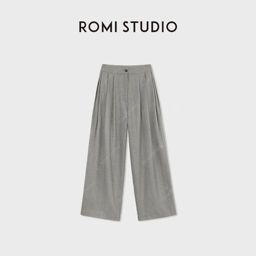 ROMI STUDIO“松弛自在”可机洗棉羊毛时尚褶间阔腿裤 RWBWXM1473 商品图0