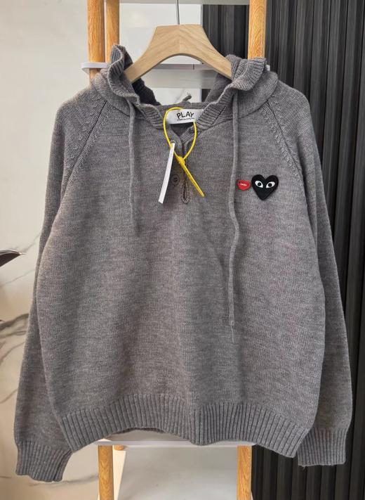 F020550休闲甜美红色爱心+眼睛刺绣图案连帽针织开衫 商品图1