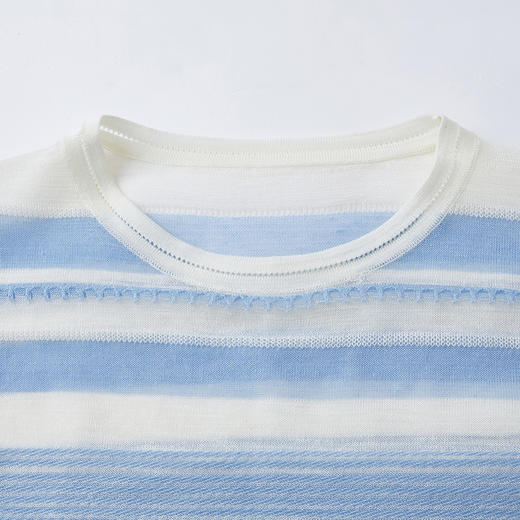 谜底短款套头针织衫长袖2026年春季新品条纹拼接蕾丝女261MZ0313 商品图3