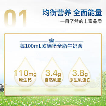 欧德堡（Oldenburger）3.8g蛋白高钙全脂纯牛奶1L*12盒 京东自营 早餐奶 /水饮冲调 /常温奶 /基础牛奶 商品图3