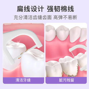 舒客专效洁齿牙线棒 便携牙签扁线专业清洁齿缝 50支*4盒新旧随机 /个人护理 /口腔护理 /牙线/牙线棒 商品图2