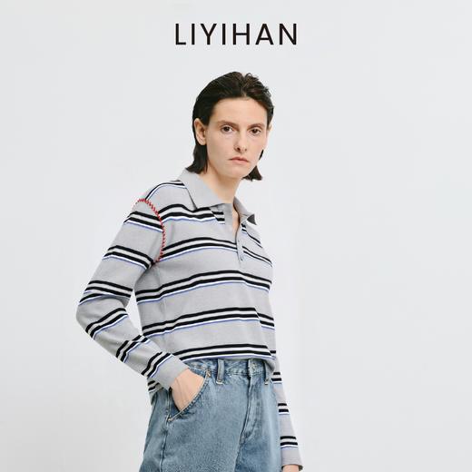 LIYIHAN序章 2026春季新款长款条纹T恤通勤宽松上衣防晒百搭舒适 商品图3