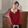 女童学院风毛衣秋冬新款儿童装洋气红色新年服女孩针织衫 商品缩略图2