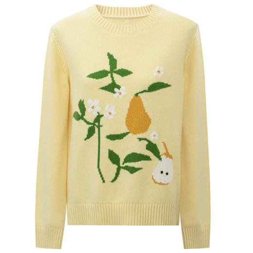 SELFWHO100%绵羊毛梨子花型毛衣女2026春季新款直筒H型保暖针织衫 商品图4