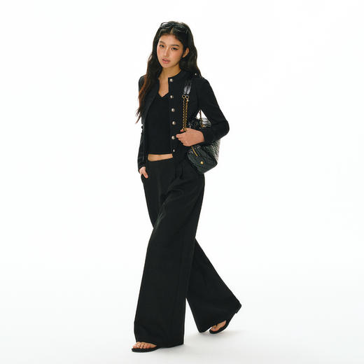 Ariseism 美式复古黑色单排扣针织开衫女春季新款圆领上衣 商品图3