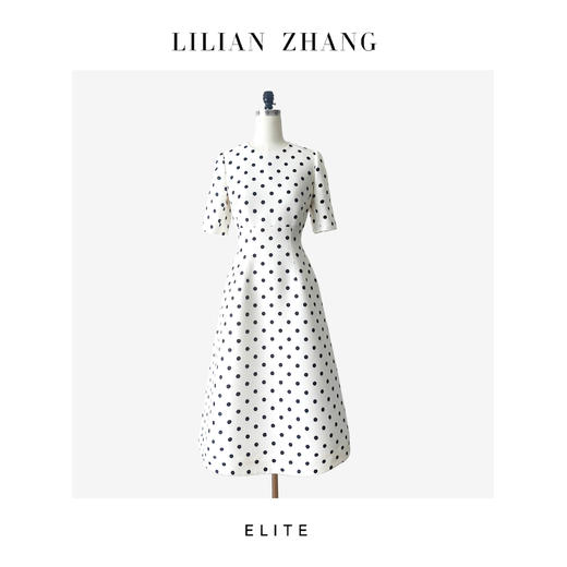 定制——静奢风「香榭丽舍」 “罗马星光”赫本风波点法式连衣裙2501157 商品图0