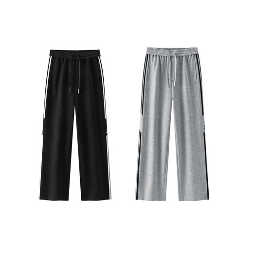 商场同款|森马休闲裤男春侧边撞色织带针织裤2026新款宽松直筒裤 商品图4