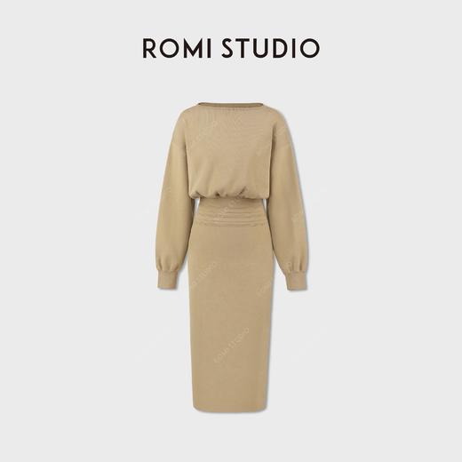 ROMI STUDIO“ 法式赫本”伊力特多层收褶弹力毛织连衣裙RWCWLG7434 商品图1