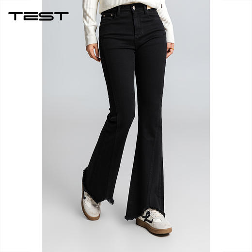 春上新高腰显瘦显腿长毛边微喇牛仔裤3261006 商品图0