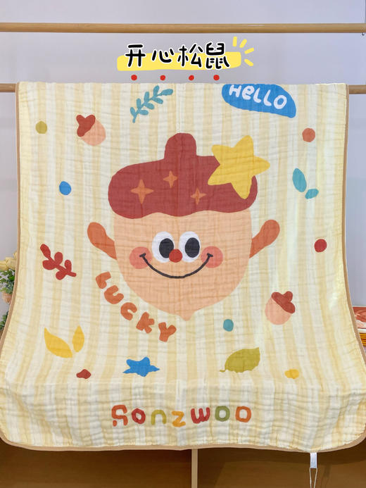 松植屋全棉A类母婴级高密绉纱毯子婴儿浴巾纯棉纱布宝宝新生儿童吸水巾 商品图4