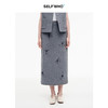 SELFWHO100%绵羊毛钉珠珠片半身裙女2026春季新款H型直筒开衩半裙 商品缩略图0
