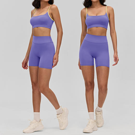 YOGACODE【火树银花系列】方领瑜伽内衣女带胸垫撞色细肩带运动文胸DWC516145 商品图2