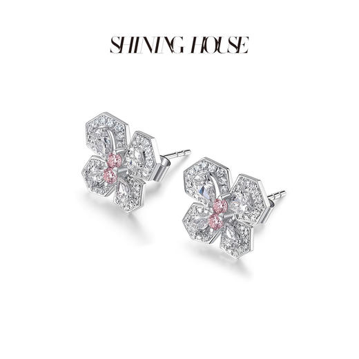 FLY·永恒之环系列 ShiningHouse[培育] 18k金钻石耳饰 粉钻圆钻形人工真钻人造钻石K金耳饰时尚钻石耳饰【此商品不支持7天无理由退货退款】预计3日发货 商品图2
