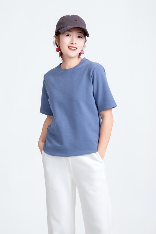 正肩磨毛短袖T恤 商品图0